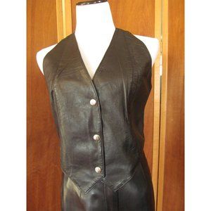 Vintage Wilsons Black Leather Biker Girl Hippie Punk Sexy Goth Casual/Dress Vest